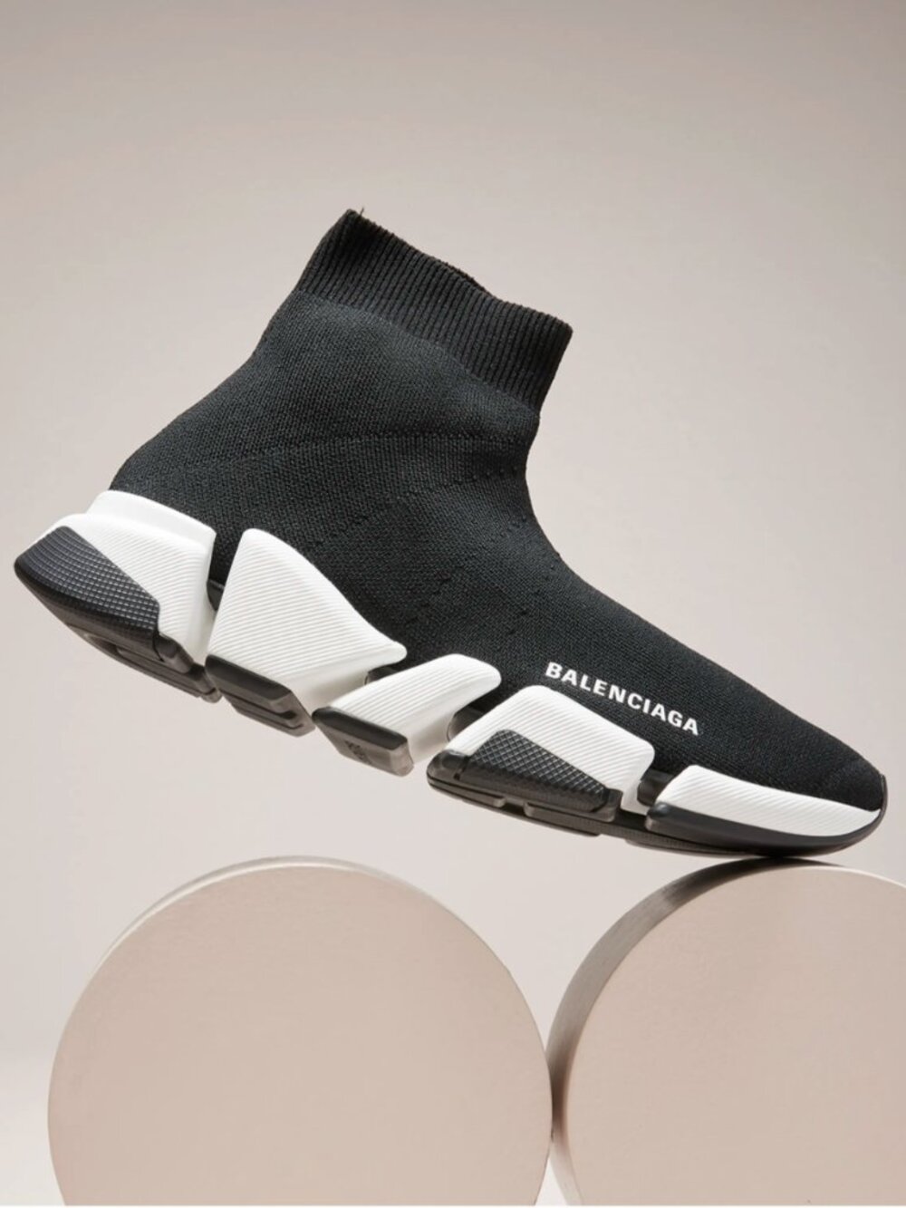 Authentic Balenciaga Kids' Speed 2.0 Sneakers - Black/White - US 4